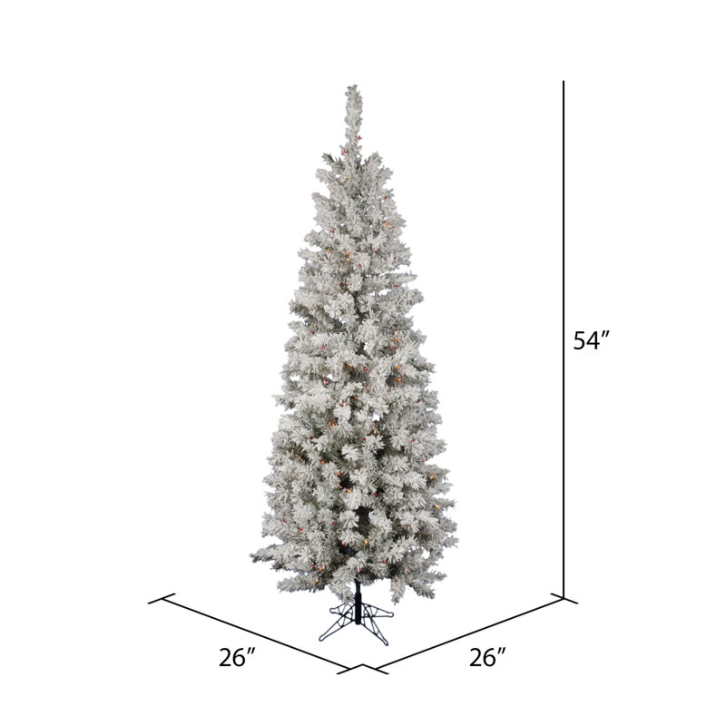 Pacific Flocked Pine Artificial Christmas Tree, 4.5' H, Multi-colored LED