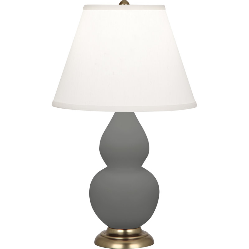 Small Double Gourd Table Lamp, Antique Brass, Matte Ash