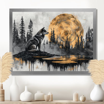Winter Wolf In A Lake Of Wood Slide II - Wolf Canvas Wall Art