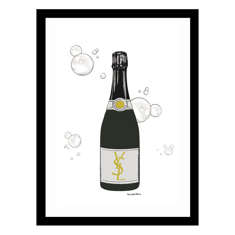 Black Framed Abstract Champagne Bottle Print for Kids
