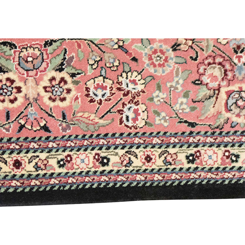 High-Quality Hand-Knotted Black And Rose Area Rug