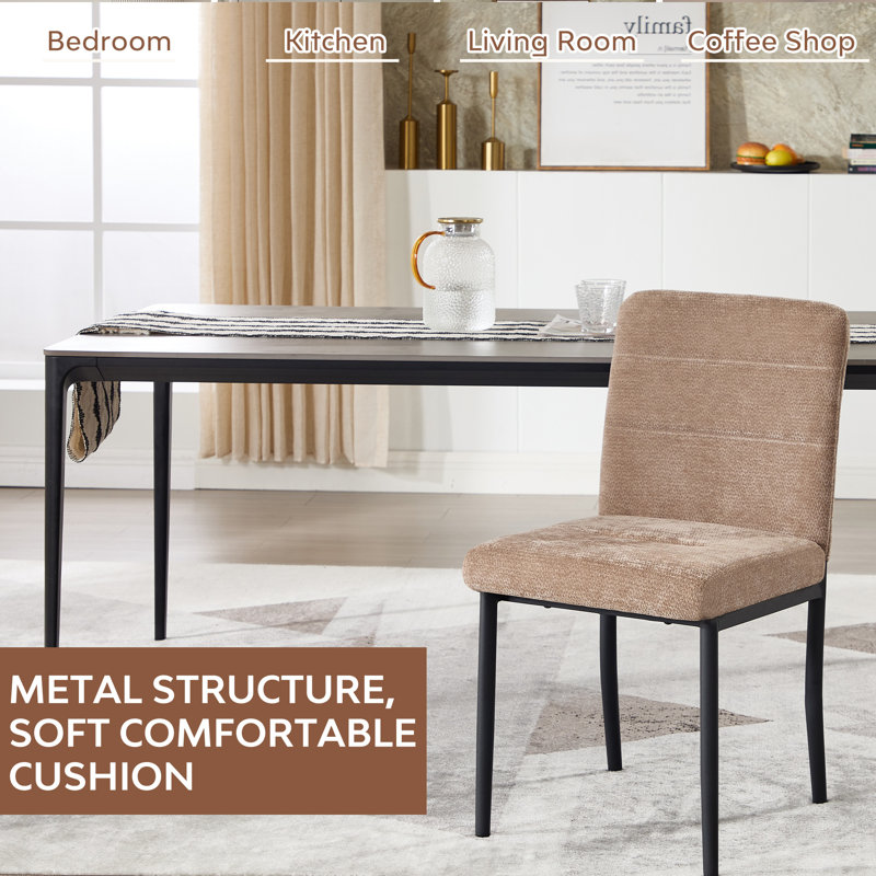 Modern Dining Chair with Metal Legs, Brown