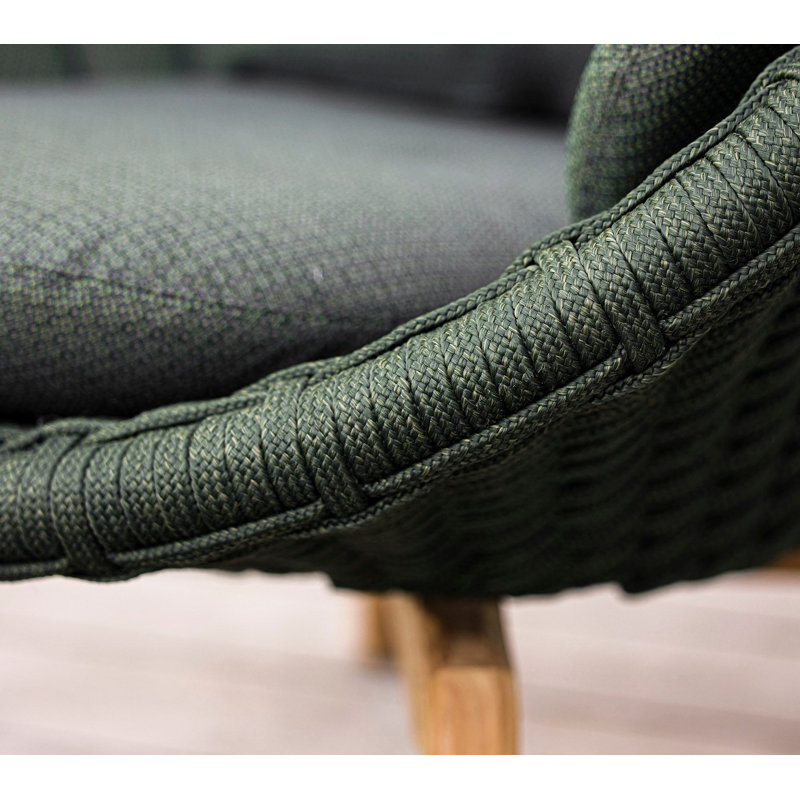 Peacock Papasan Chair with Teak Legs, Dark Green, Dark Gray