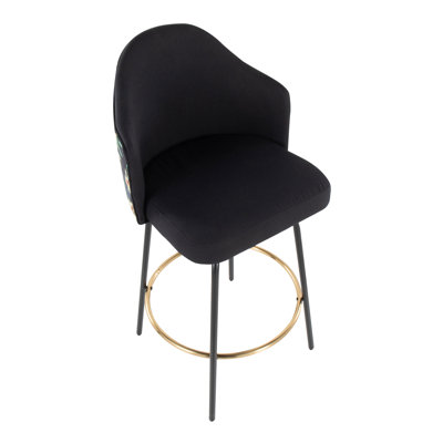 Gracen Swivel Upholstered Counter Stool with Metal Frame