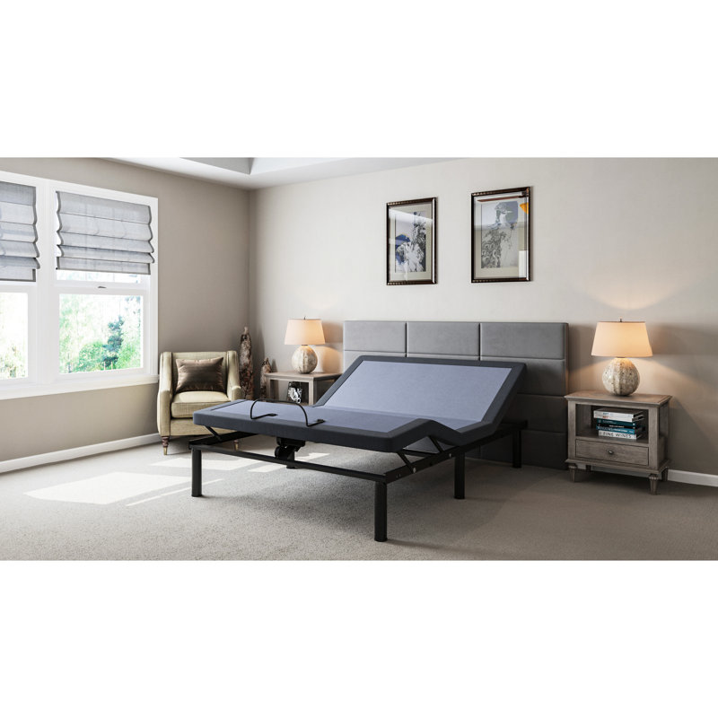 Os2 Twin Xl Adjustable Bed Base, Head & Foot Position Control, Programmable Memory, Wireless Remote, 850 Lbs Capacity, Blue Gray Positioning, Weight