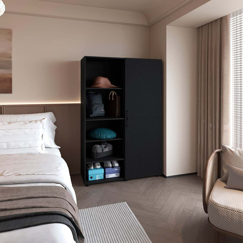 Armoire 2 portes avec rangement ouvert Wengue