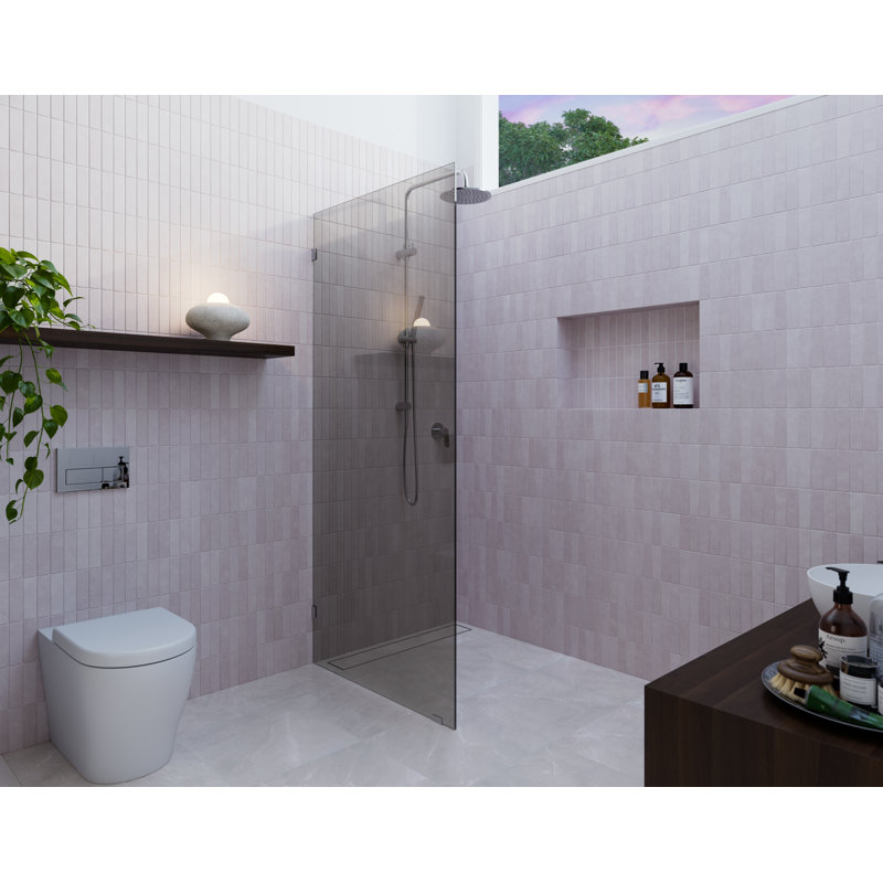 Ursa 30 in. x 78 in. Fully Frameless Gray Tinted Single Fixed Shower Panel, Chrome