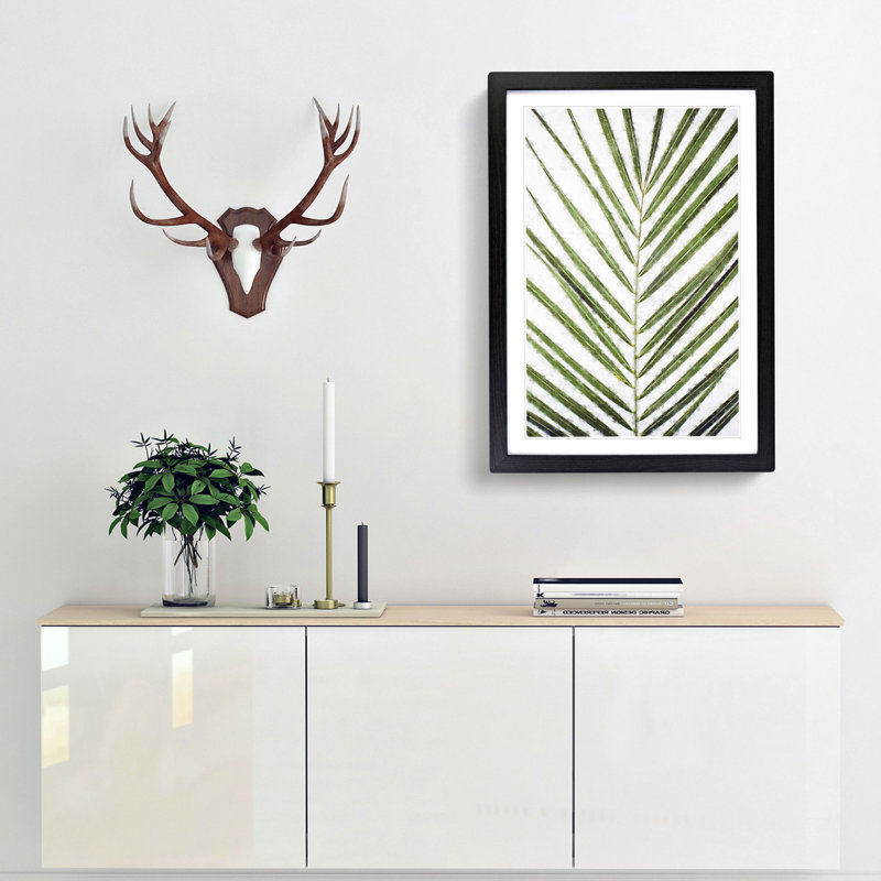 Plat Leaf - Picture Frame Graphic Art Print, 87cm H x 62cm W x 2cm D, Black Framed