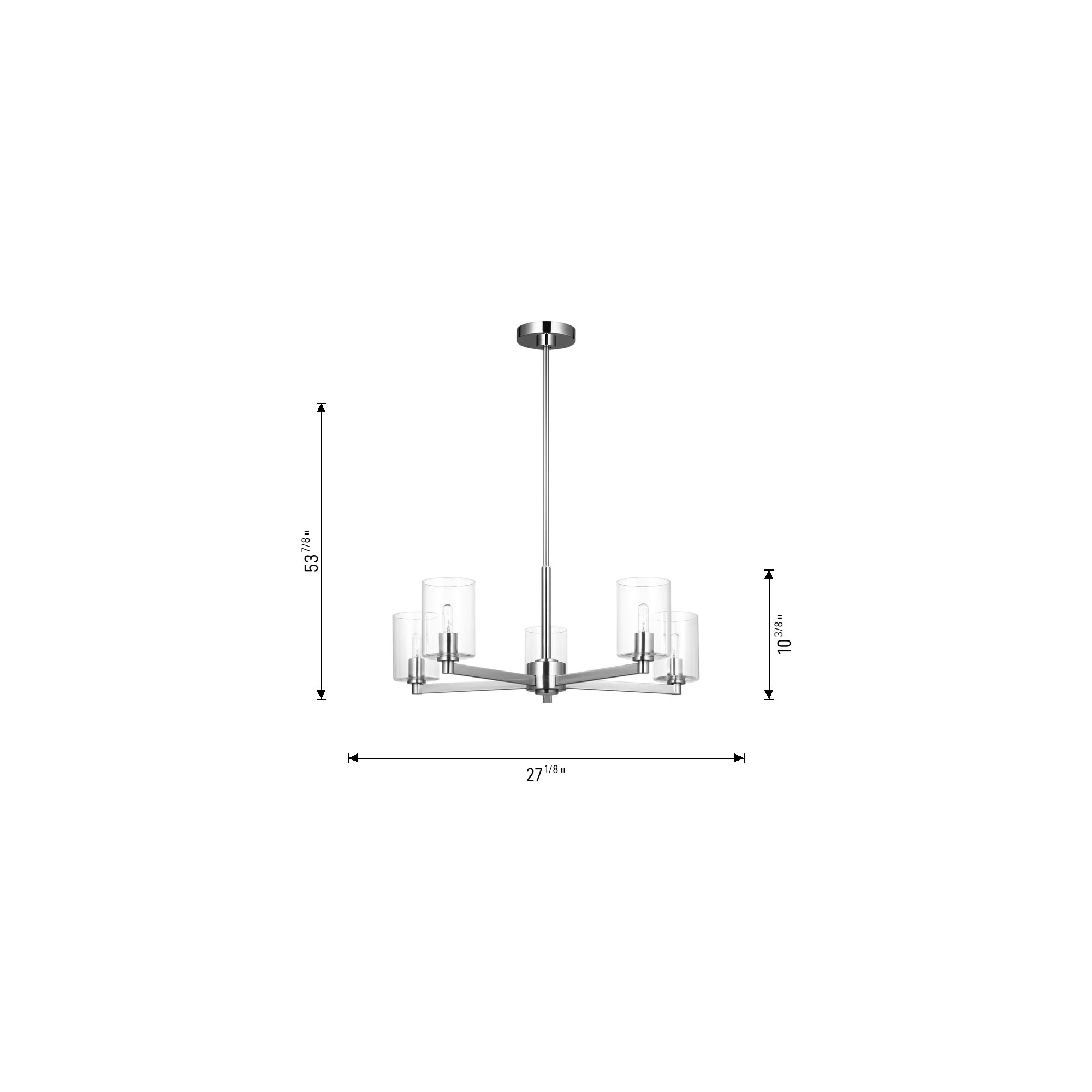 Fullton Chandelier, Chrome, 10.5"H x 24"W x 24"D