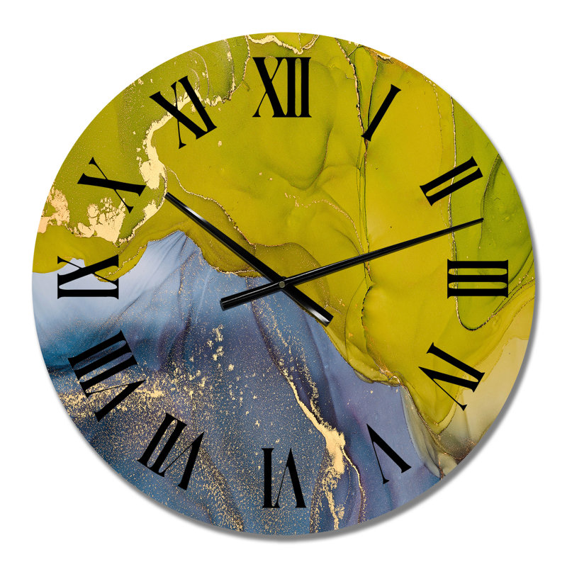 Horloge murale moderne verte et bleue, Petit