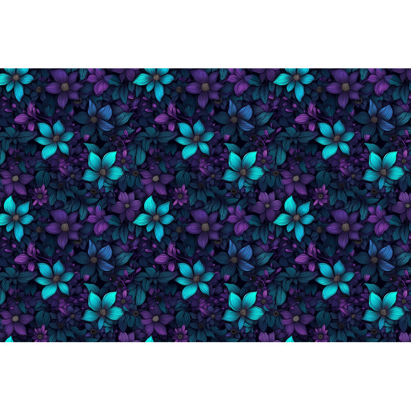 Machine Printed Comforter, Queen Comforter, Navy/Purple Floral