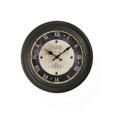 Horloge murale ronde 16 po, horloge murale, brun antique, transitionnel