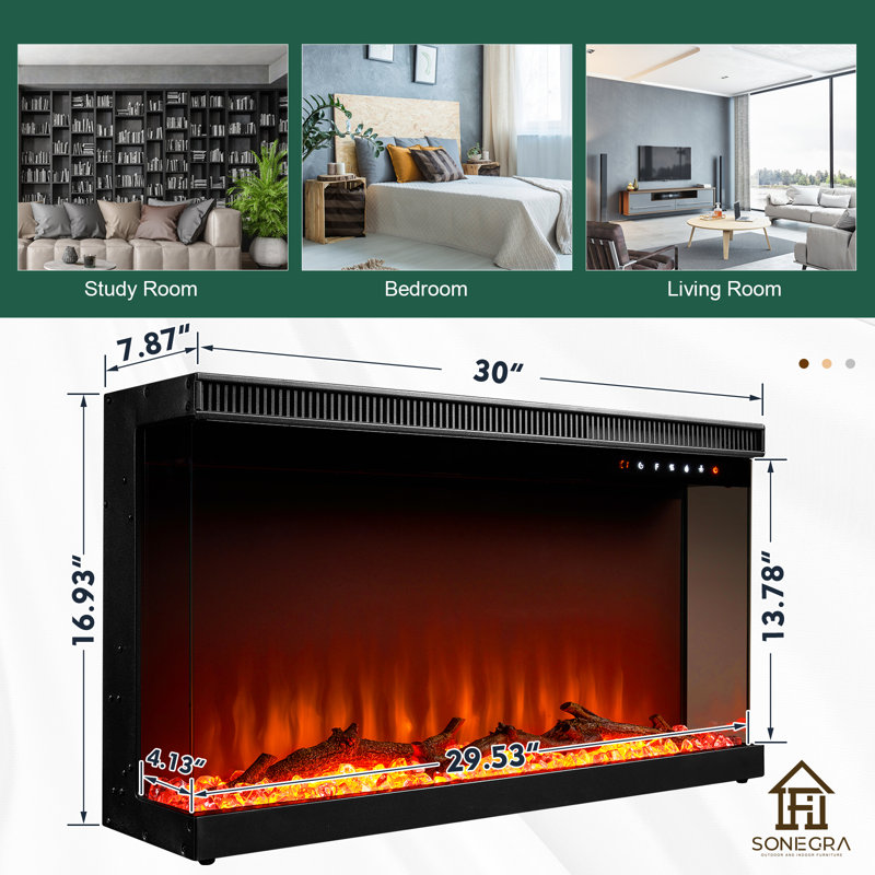 Slauson 30'' W Black Electric Fireplace