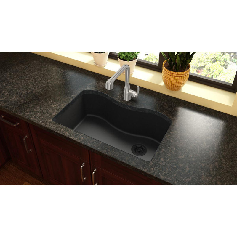 Évier de cuisine encastrable 33 po x 20 po x 9 1/2 po Quartz Classic, Noir