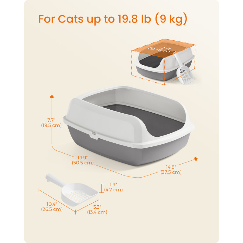 Polypropylene Litter Box, 7.68" H x 19.88" W x 14.76" D, Cloud White