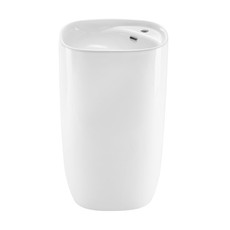 Lavabo de salle de bain piédestal rectangulaire en céramique blanc brillant avec trop-plein 34,45 po Ivy