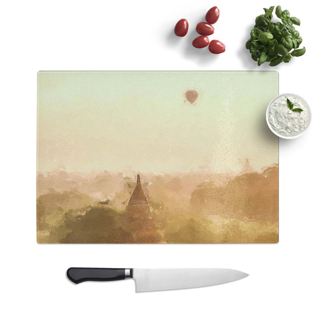 Glass Hot Air Balloon Over Bagan in Abstract Chopping Board