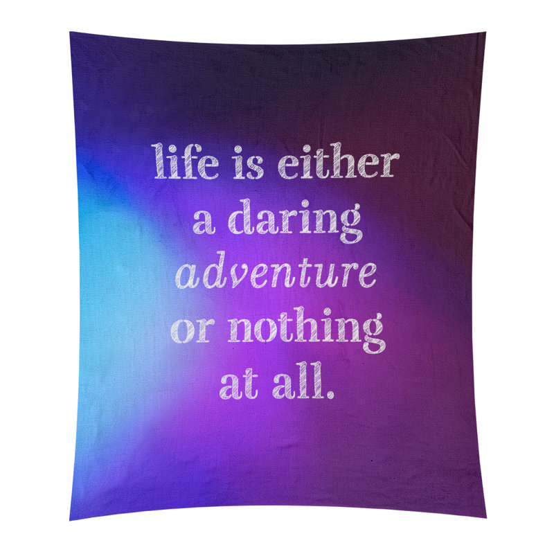 Tapisserie en polyester "life quote" adventure, H 80 po x l 68 po, Bleu / mauve