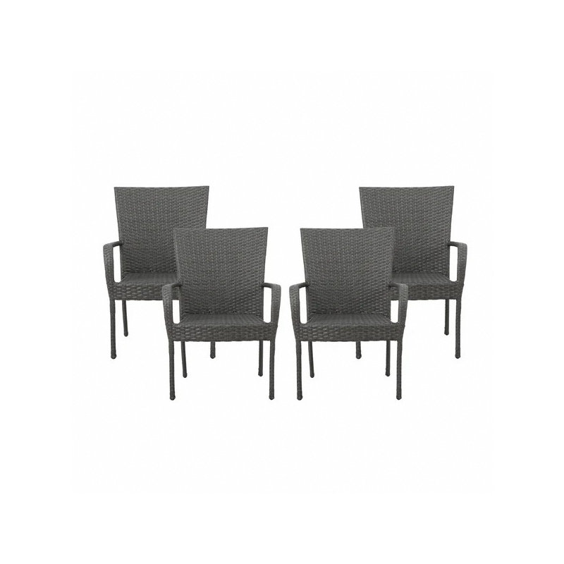 Pe Wicker Stacking Chair, 4Pcs(1 Box), Gray