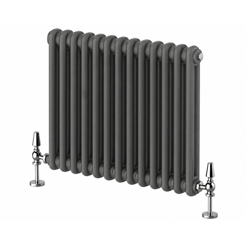 Uxbridge Horizontal Traditional Colosseum Radiator, 600mm H x 605mm W x 70mm D, Anthracite