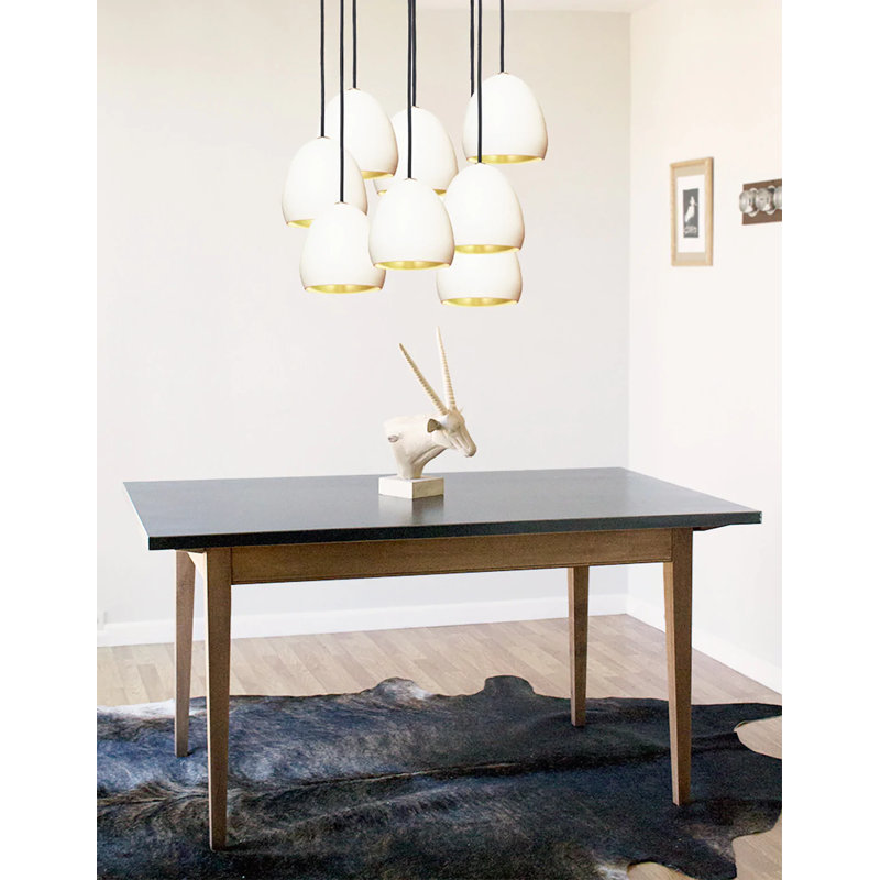 Leaf 8 - Light Porcelain Chandelier, 24" H x 22" W x 22" D, Matte Black, LED