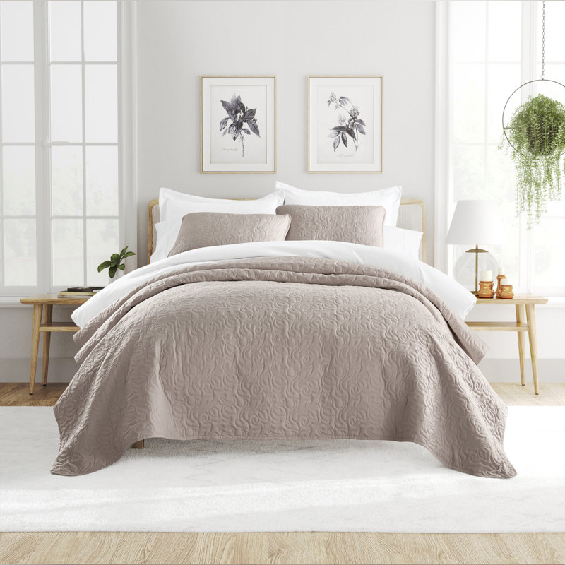 Ensemble de courtepointe Becky Cameron, Courtepointe simple + 1 taie décorative standard, Latté