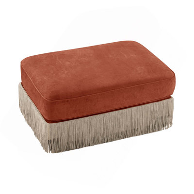 Repose-pieds rembourré en velours Chesterfield