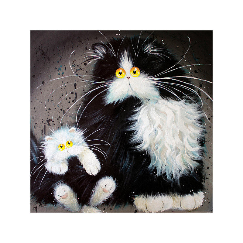 Tail Of Two Kitties - Wrapped Canvas Painting, 45.72 cm H x 45.72 cm W x 3.175 cm D