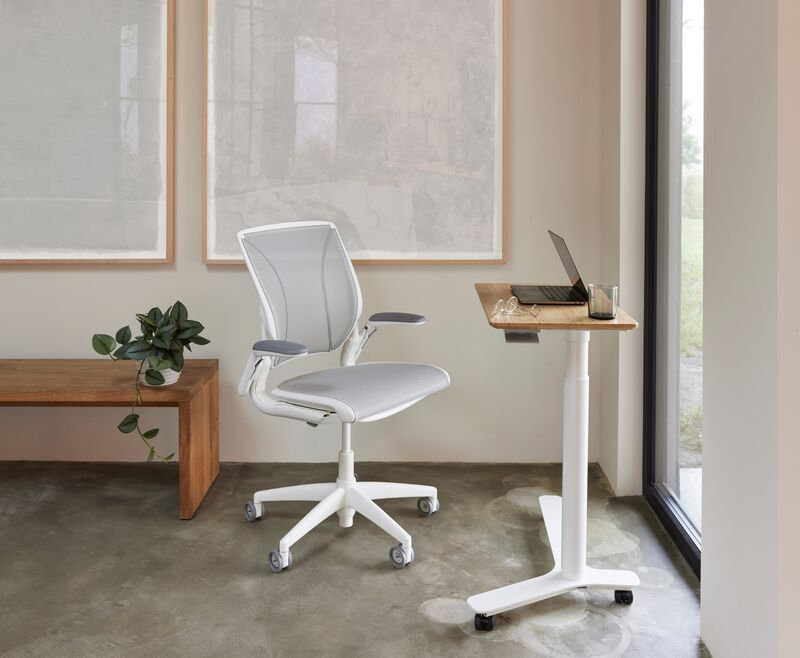 Float Mini Desk, Bamboo/Cloud White