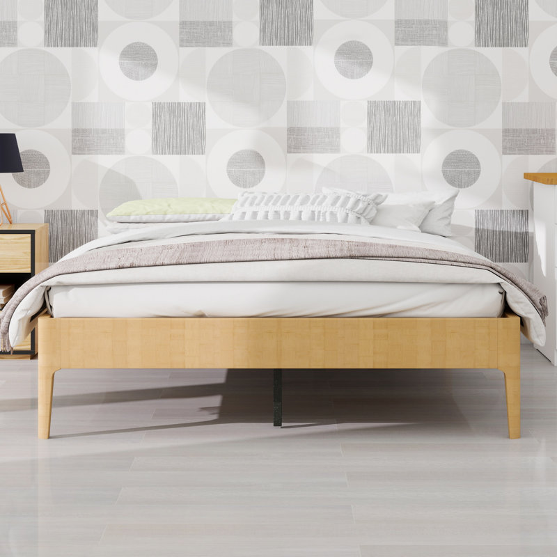 Base de lit plateforme contemporaine au style minimaliste, Naturel, Grand lit