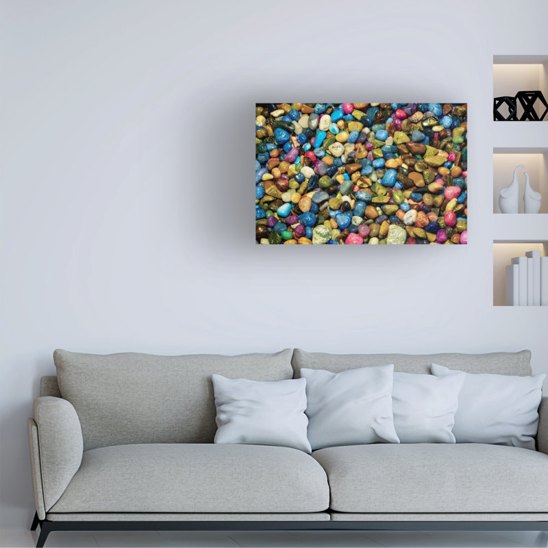 Colorful Polished Rocks Landscape Canvas Print with Wood Frame