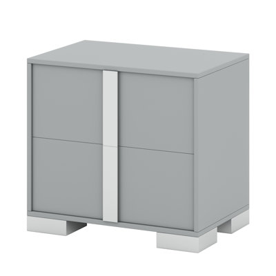 Elegant Mirrored Bedside Table with Metal Feet and Storage Drawers