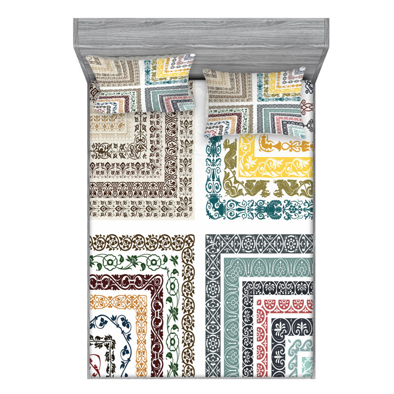 Microfiber Floral Sheet Set, Queen Sheet Set with Fitted Sheet
