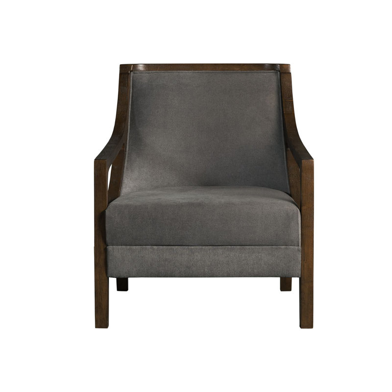 Upholstered Armchair, Charcoal Linen, Brown