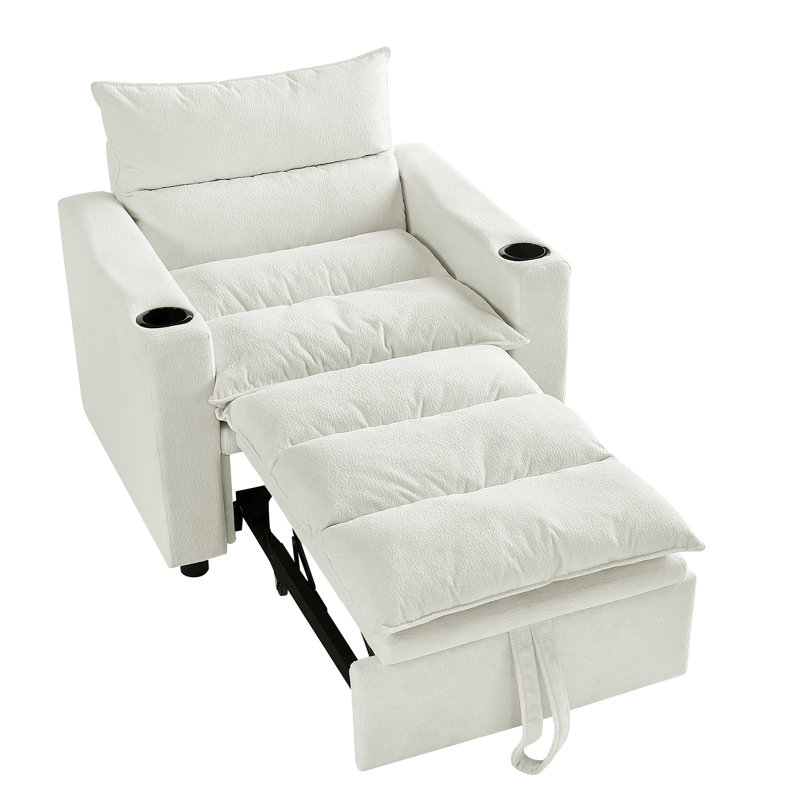 Canapé-lit convertible 31 places en velours beige pour petit salon, réglable, porte-gobelet moderne, Beige
