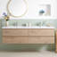 Meuble-lavabo mural de 183 cm (72 po) en chêne MFC avec dessus en résine blanche brute et carbonate de calcium, deux tiroirs coulissants en forme de U à fermeture douce, préassemblé-291660269