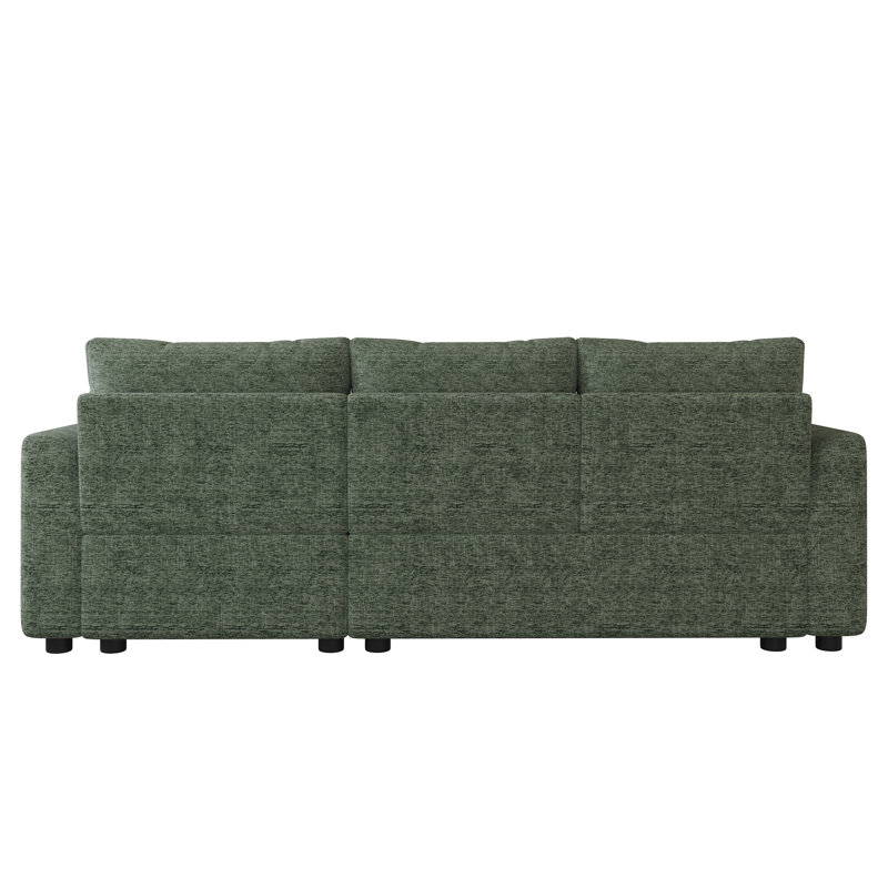 3 Seater Chenille Sofa, Green