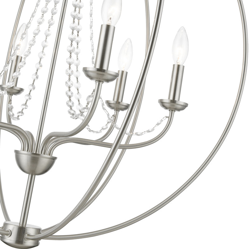 Ledjon 6 - Light Dimmable Globe Chandelier, Brushed Nickel