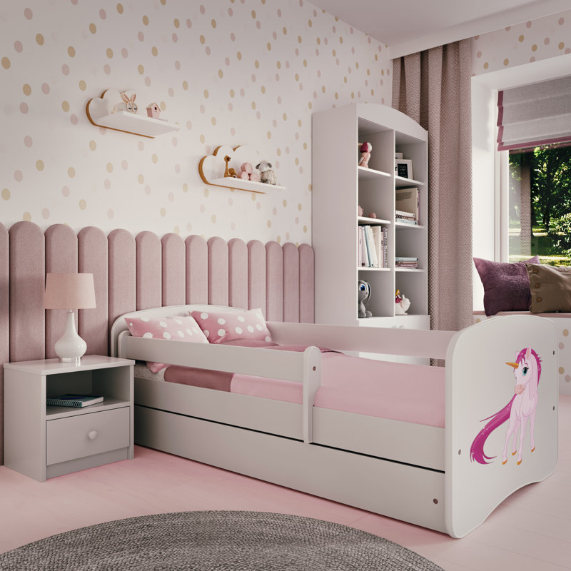 Cicero Drawer Convertible Bed and Mattress, European Toddler (80 x 180 cm), White