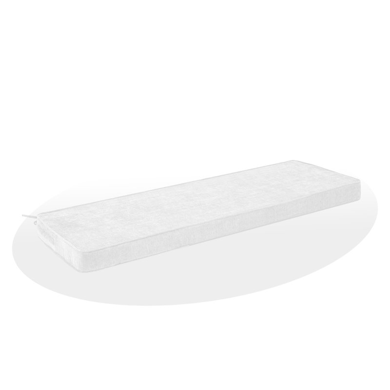 Bench cushion,High-resilience foam cushion with removable, washable cover and tie-back straps. Suitable for various indoor settings including sofas, shoe cabinets,48" x 18" x 3",White