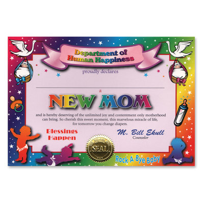 New Mom Certificate - 5" x 7" - Pack of 6
