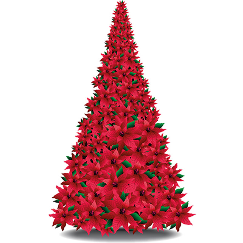 Conical Red Poinsettia Artificial Christmas Tree