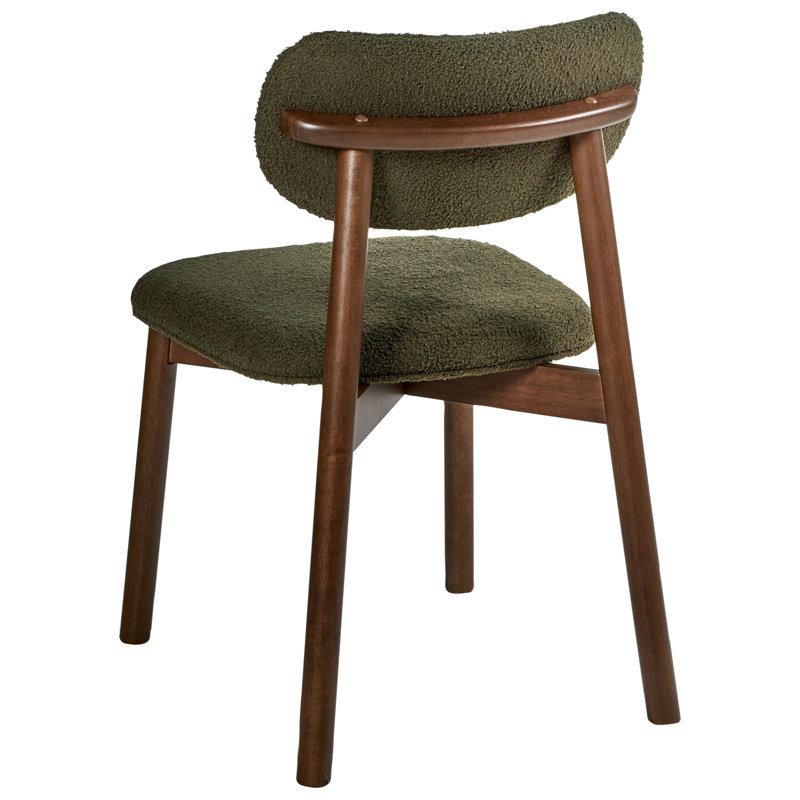 Set of 2 Dining Chairs MILLS Boucle, Dark Brown Wood, Green