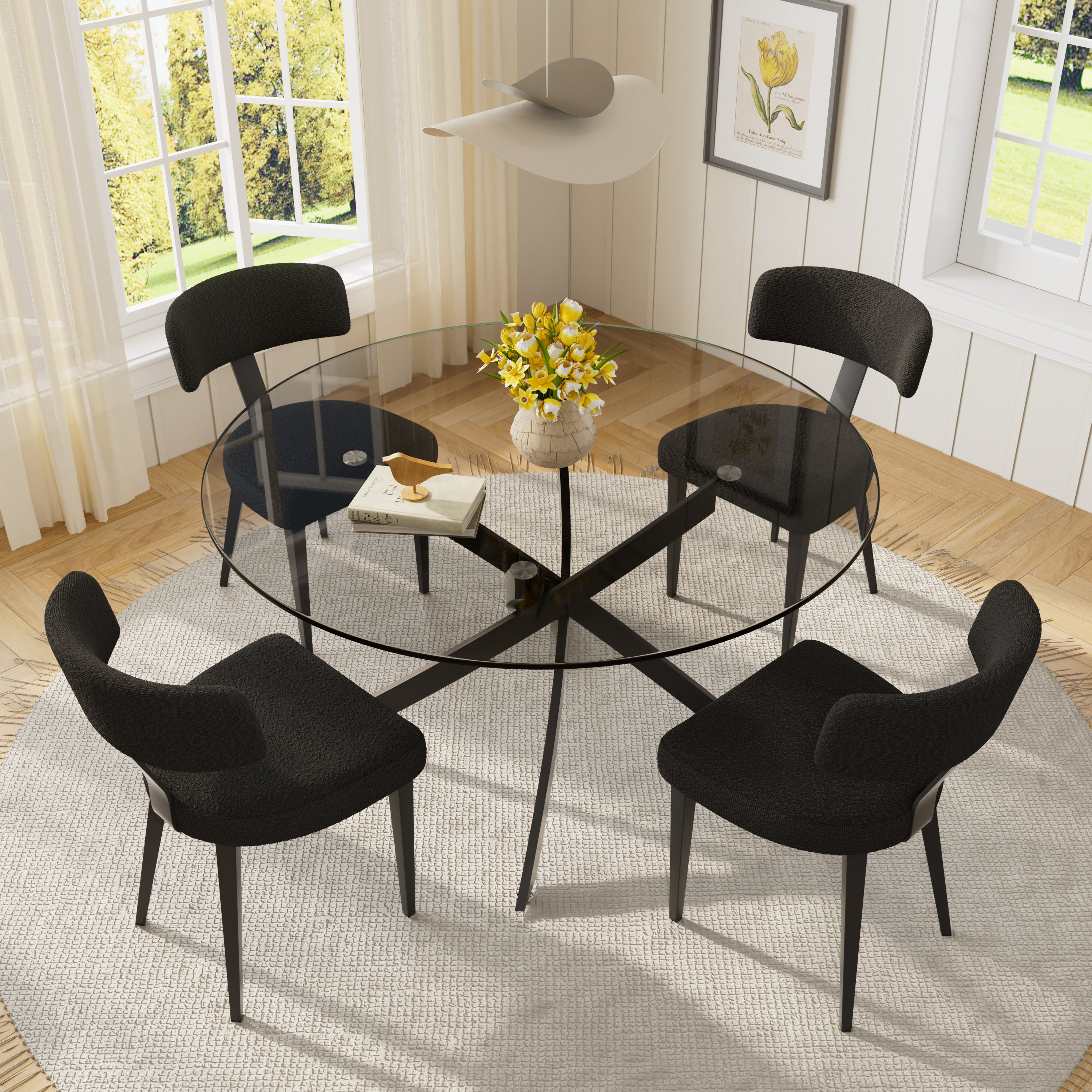 George Oliver 47 Inch 7-Piece Round Glass Dining Table Sets - Wayfair Canada
