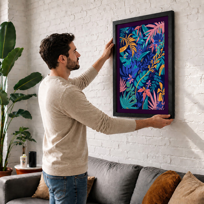 Abundance Tropical - Framed Print, A2 - 59.4 x 42.0 cm, Black