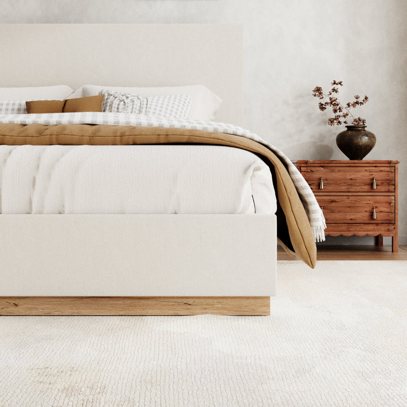 Haden Upholstered Platform Bed Frame, Beige, King
