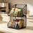 3‑Tier Stackable Pantry Snack Organizer Wire Basket, Wall Mount & Countertop Snack Storage Holder with Removable S‑Hooks, Metal Food Storage Bins for Snacks, Beverages, Tea Bags, Condiments for Kitchen Cabinet Bathroom