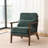 Beige Mid-century Modern Accent Chair - Fabric Upholstered Living Room Armchair With Lumbar Pillow & Straight Wood Arms-124538193