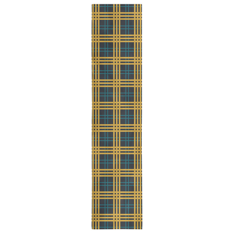 Paid Polyester Table Runner, 72" L x 16" W, Black/Teal/Gold