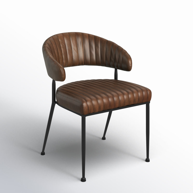 Romantas Leather Side Chair, Brown